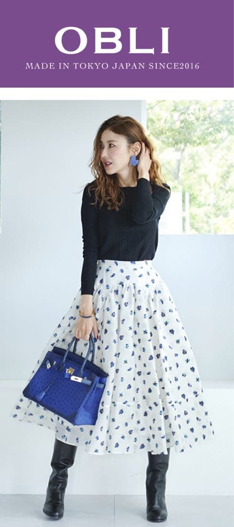オブリ　スカラップジャガードスカート