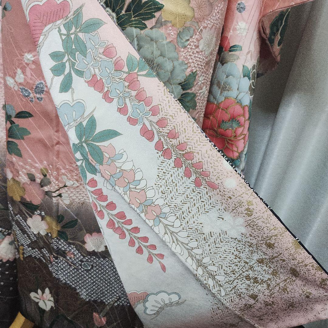 正絹振袖トールサイズ　絞りコーラルピンク清楚上品成人式フルセット