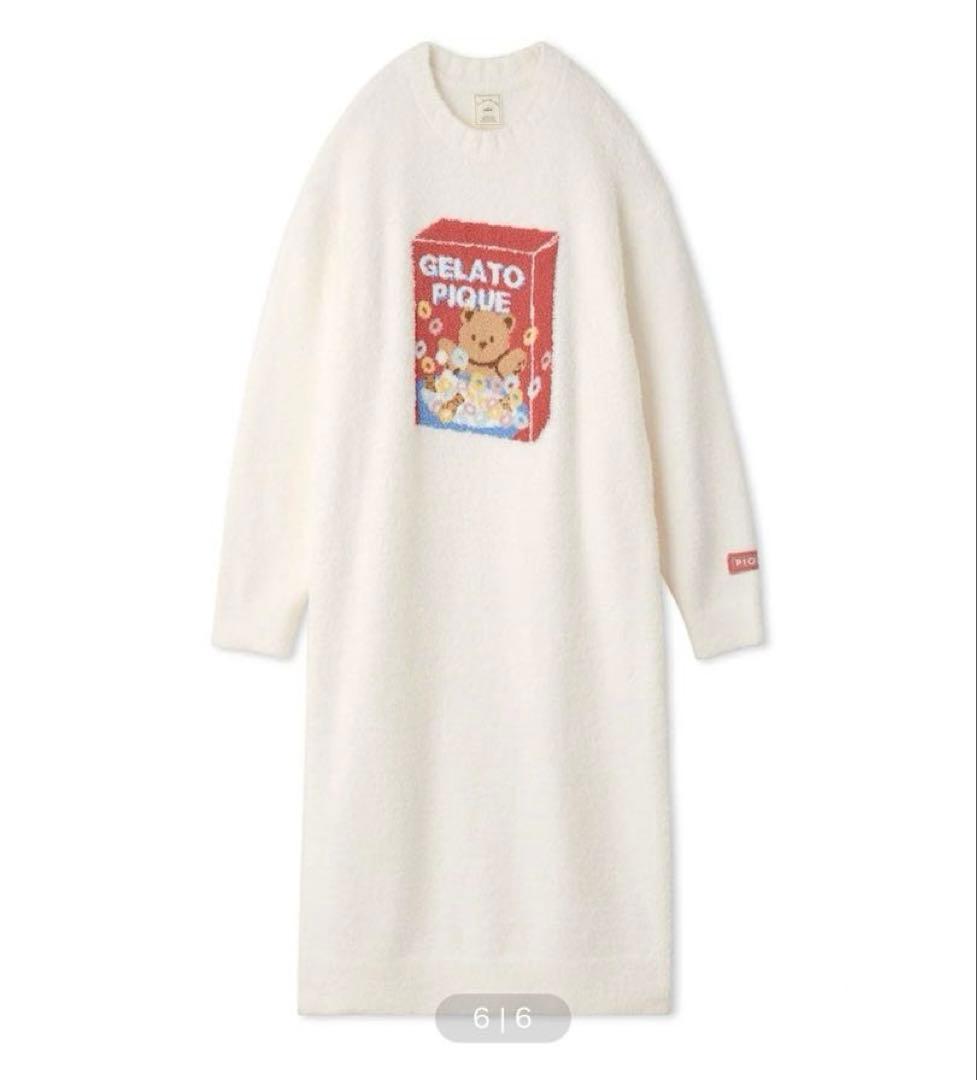 ジェラートピケ　ベビモコシリアルベアジャガードワンピース　くま