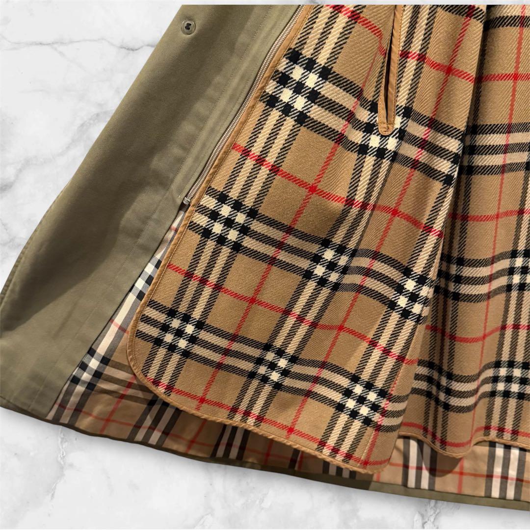 美品‼️バーバリー ステンカラーコート ウールライナー付き 玉虫色 L~XL 綿