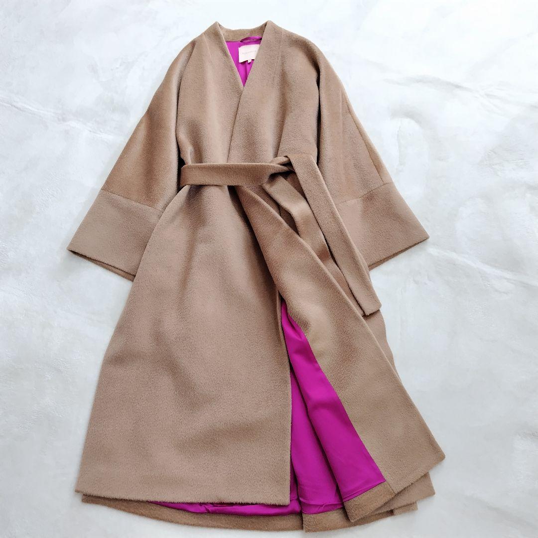 美品✨ロクサンダ イギリス製 ウール モヘア シルク ノーカラー コート