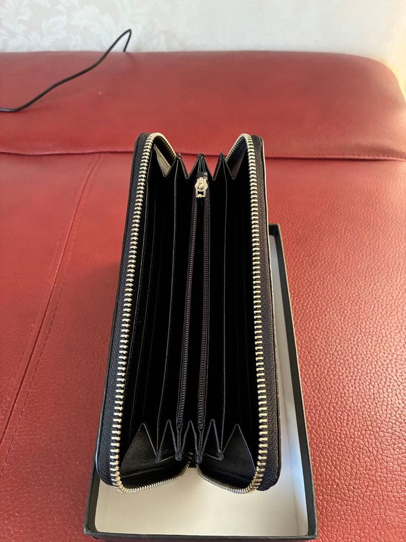 クロコダイル ラウンド長財布 メタルファスナー ブラック マット仕上げ 三京商会