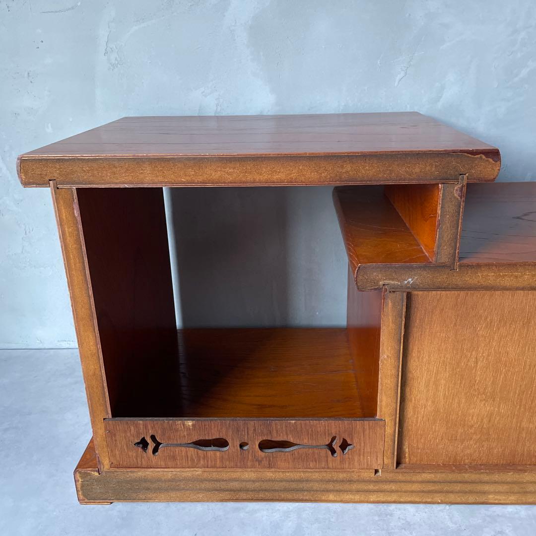 木製 欅調 違い棚 置床 和風家具 AVボード 和室