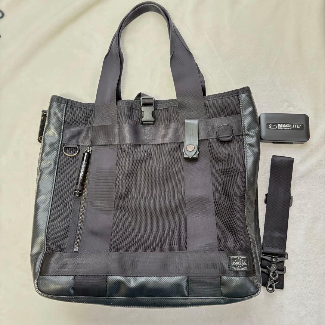 （値下）ポーターPORTERヒートHEAT トートバッグ 黒 吉田カバ 2way