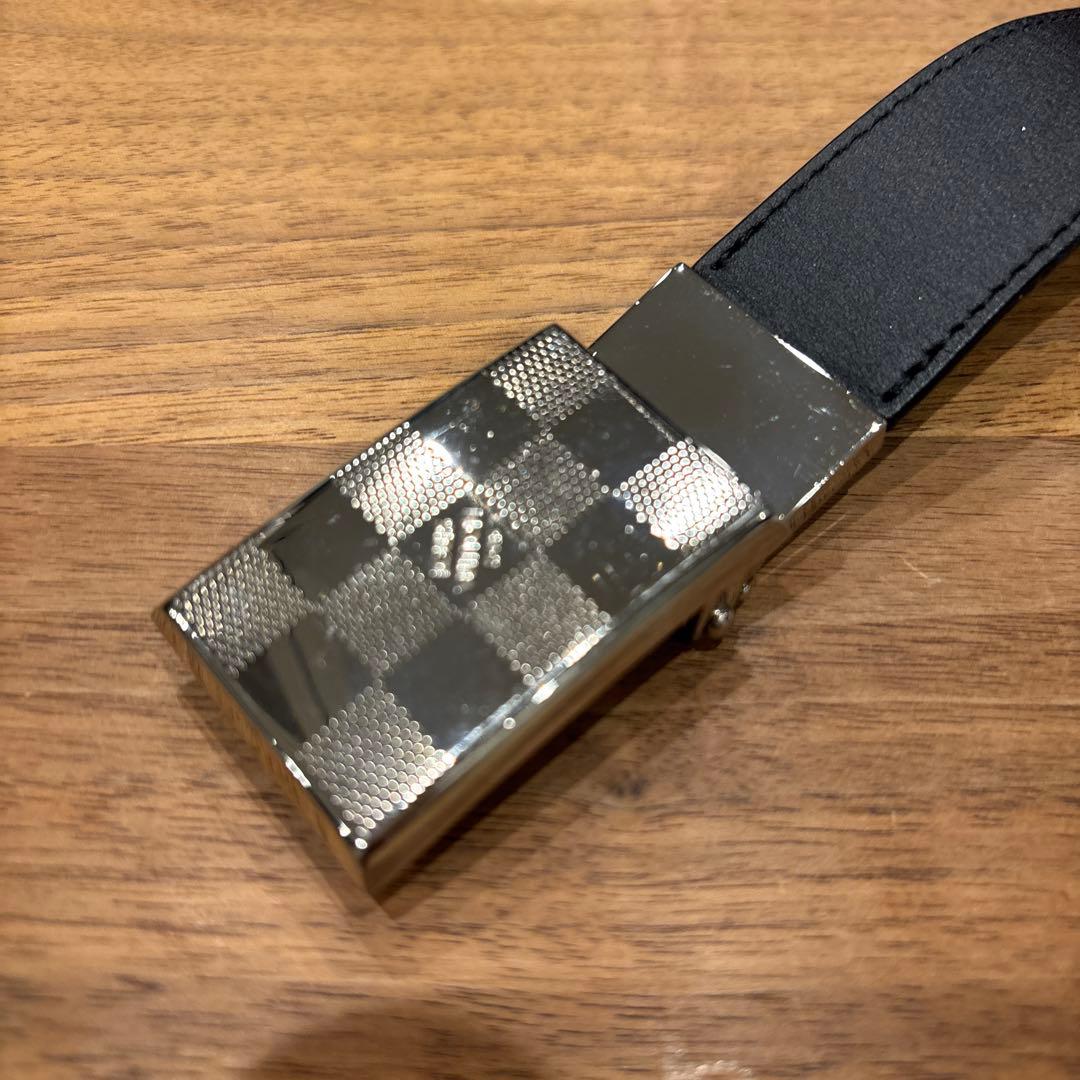 ルイヴィトン☆レザー ベルト チェッカーパターン バックル