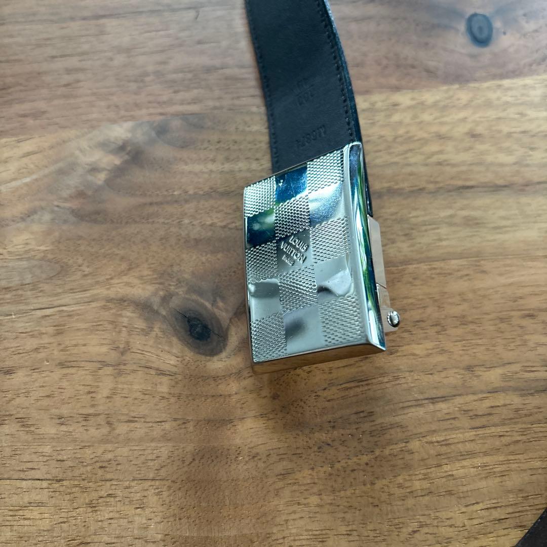 ルイヴィトン☆レザー ベルト チェッカーパターン バックル