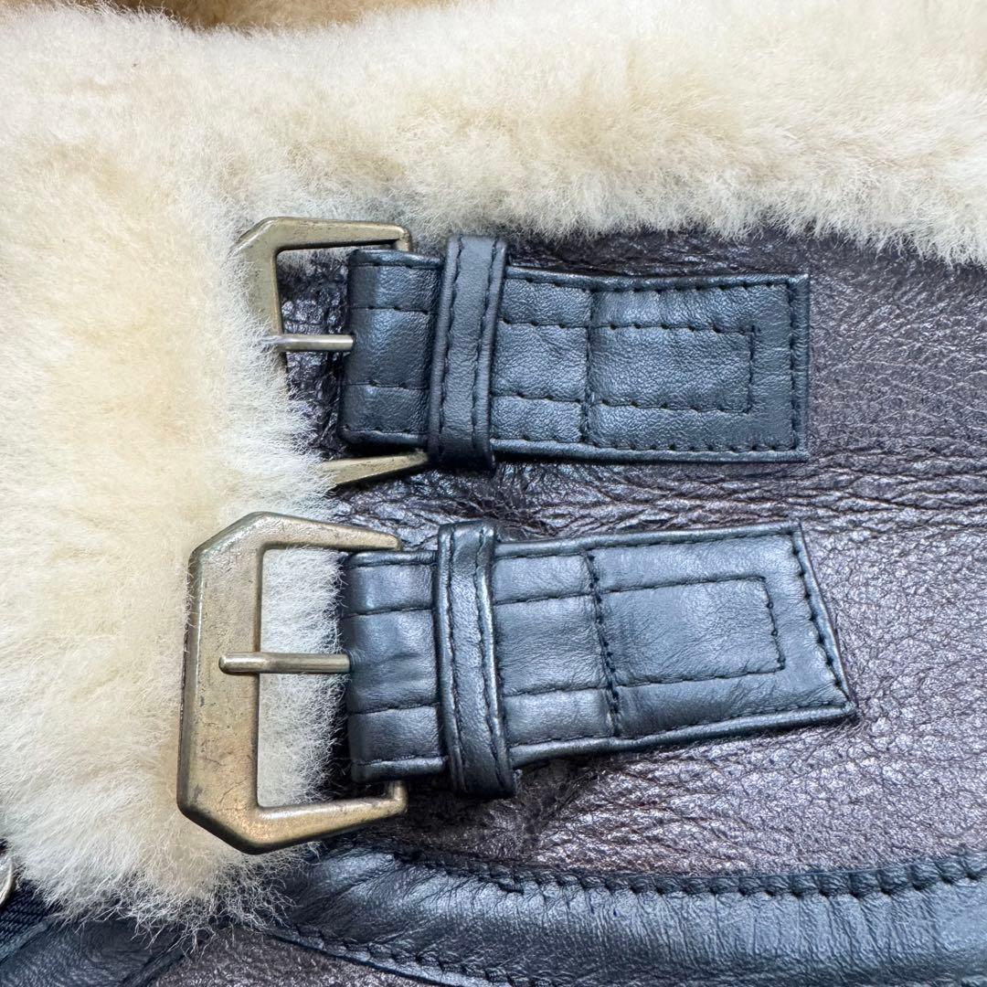 美品 ムートンジャケット B3 フライトジャケット レザー ボア ブラウン XL