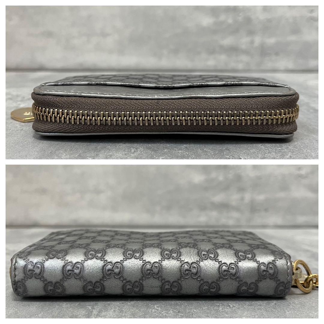 極美品✨ GUCCI ミニ 財布 ラウンドファスナー マイクロシマ レザー
