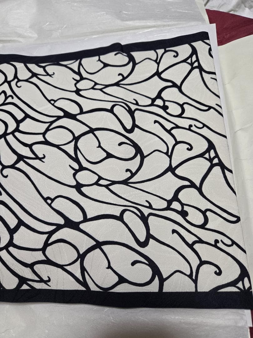衣類　名古屋帯　白濃紺色模様