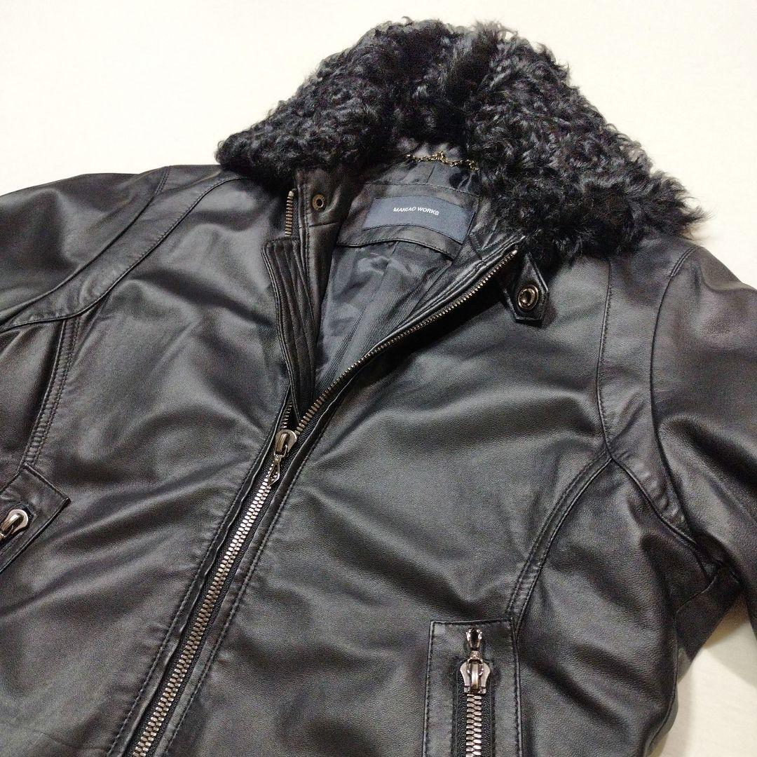MANIAC WORKS　リアルファーラムレザーライダースジャケット　黒　M