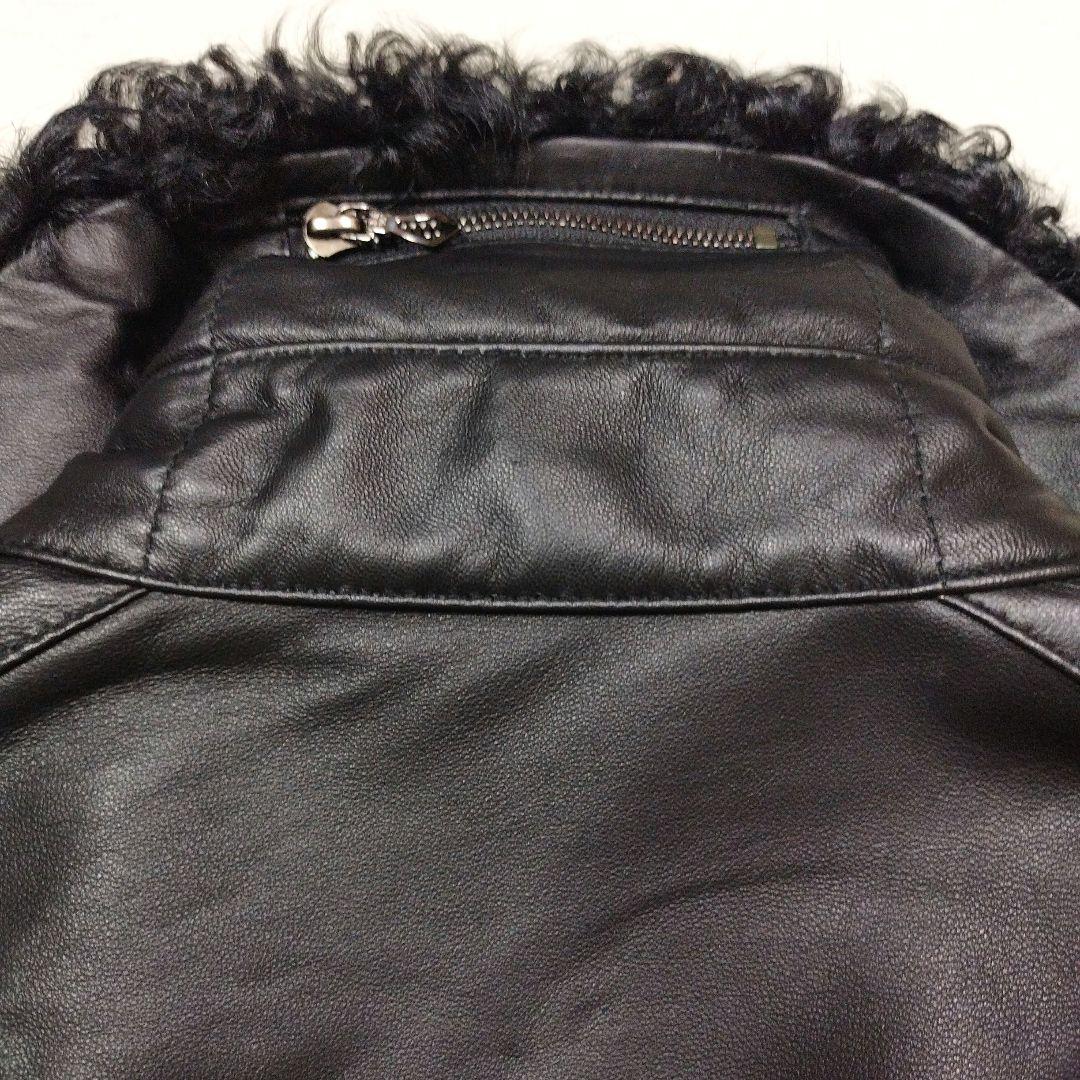 MANIAC WORKS　リアルファーラムレザーライダースジャケット　黒　M