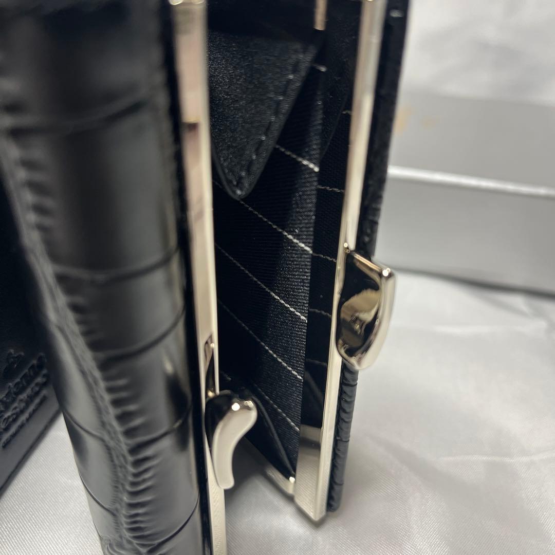 新品 Vivienne Westwood ブラック クロコダイル柄 三つ折り財布