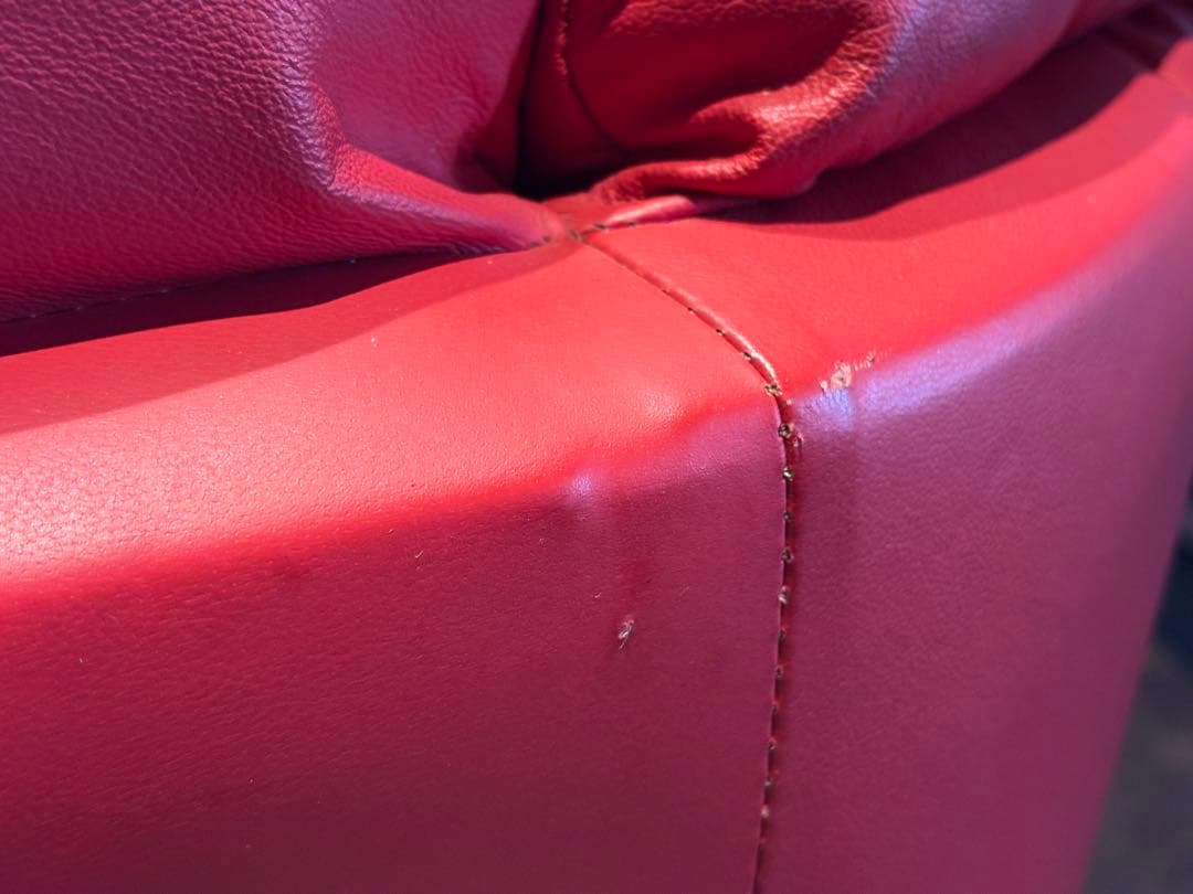 カウチソファ　レッドソファ　3P　モダン　クラシック　シンプル　レザー　IG