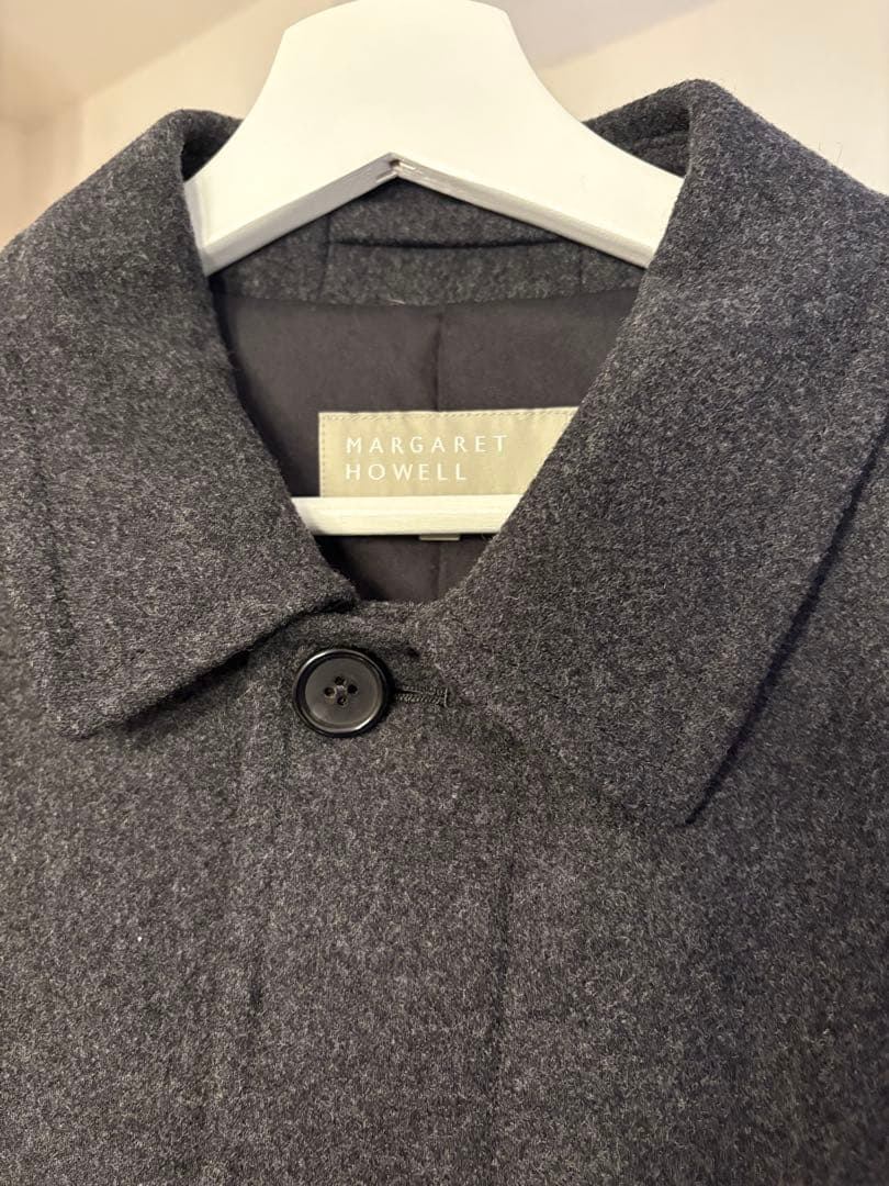 MARGARET HOWELL ウールステンカラーコート グレー