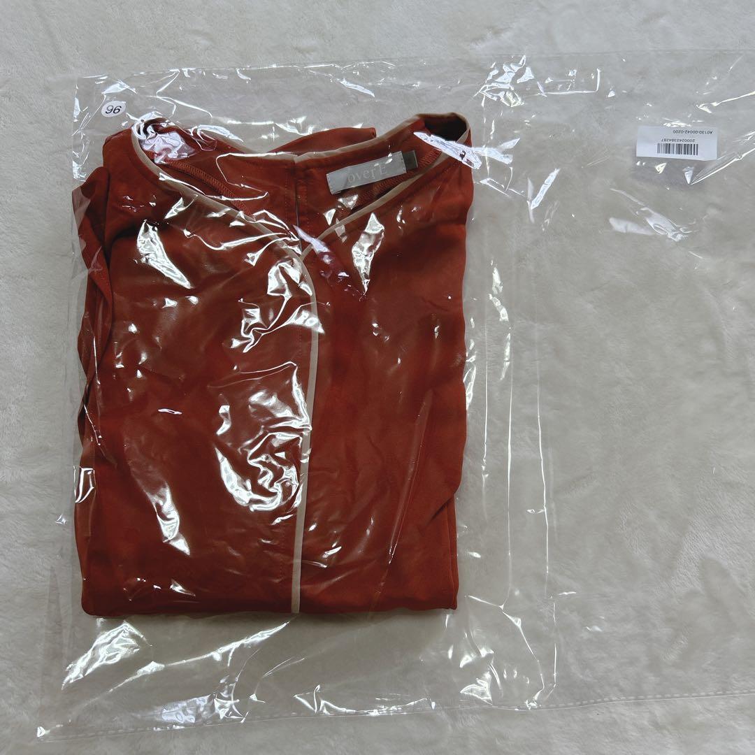 【未使用品】overE ハートネックパイピングブラウス オレンジ 96