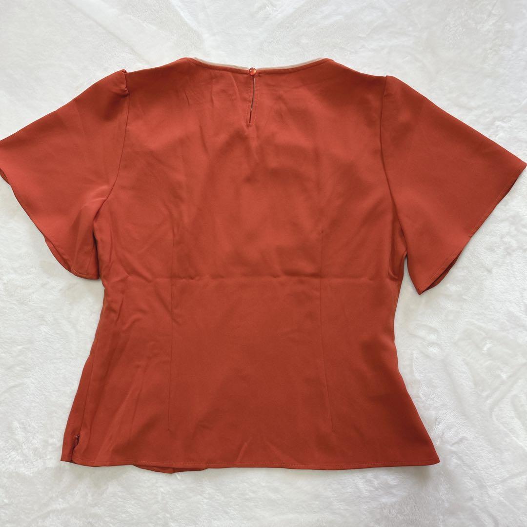 【未使用品】overE ハートネックパイピングブラウス オレンジ 96