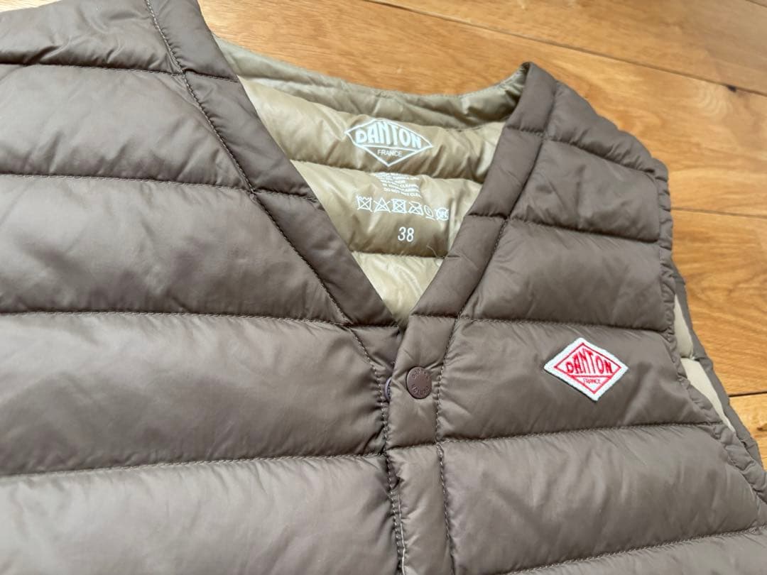 danton ブラウン キルティングダウンベスト 38