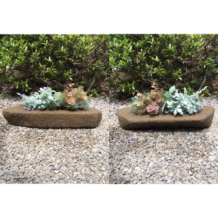【天然石鉢・舟石・寄せ植え込み鉢】箱庭ガーデニング造園オブジェ置物