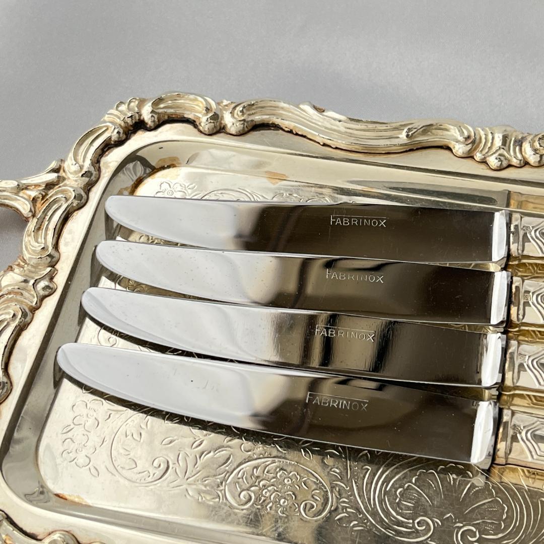 【仏蘭西】 パールとアカンサス デザートナイフ 6本【シルバープレート】