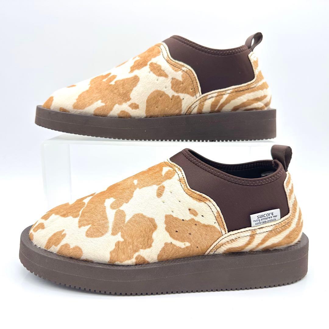 【極美品】スイコック スリッポン ブラウン ベージュ ハラコ カウ 牛柄