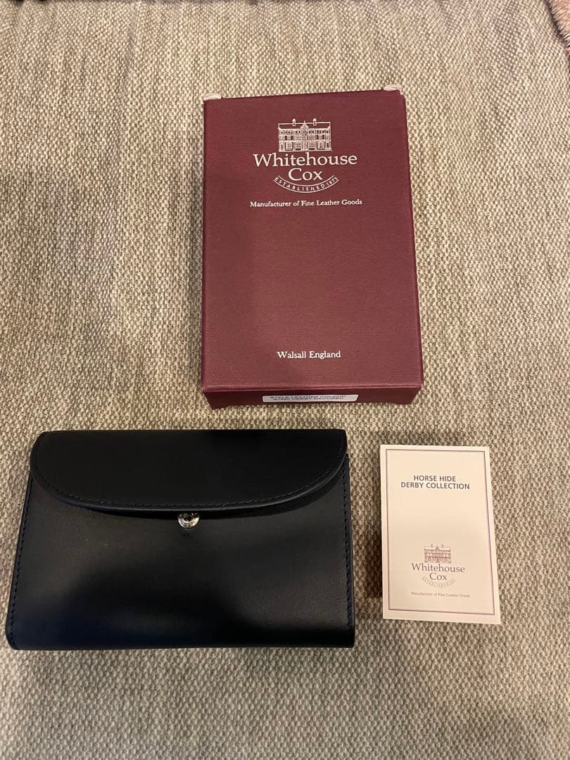 美品Whitehouse Cox 三つ折り財布 ネイビー/レッド