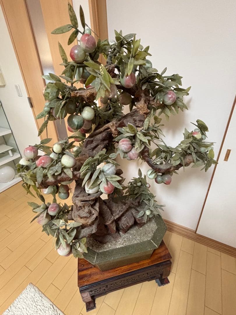 【引取限定】高さ159cm 中国美術　縁起物　福禄寿　ガラス細工木製台座です。