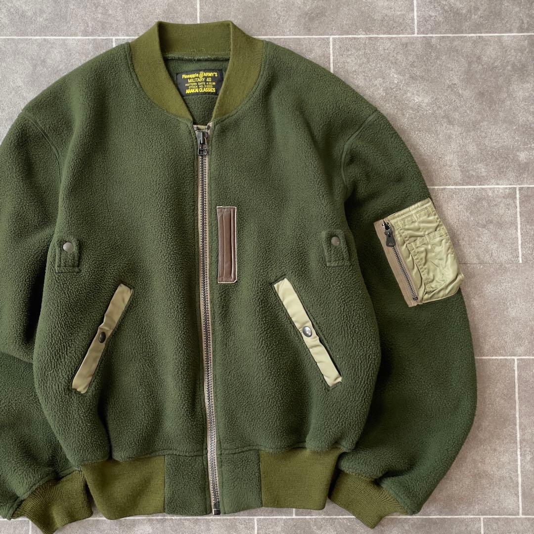 PineappleARMY'S MA-1ナイロン切替フリースボンバージャケット