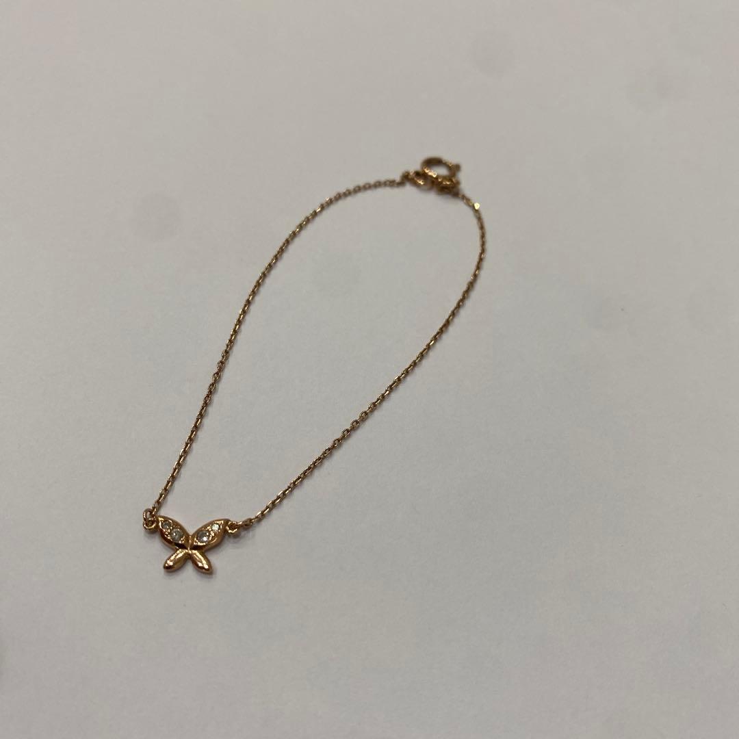 agete ブレスレット　ピンクゴールド　蝶々