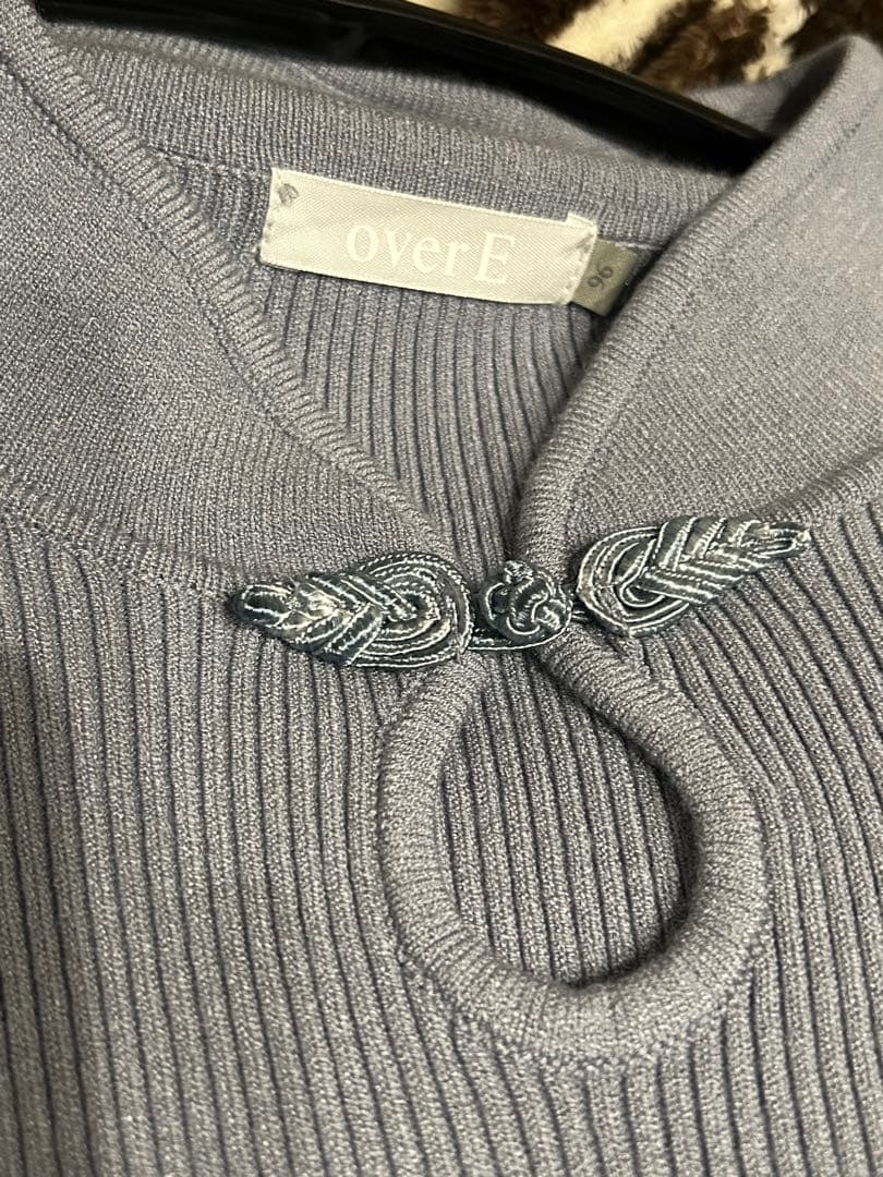 overE オーバーイー チャイナパネルニット スモーキーブルー 96
