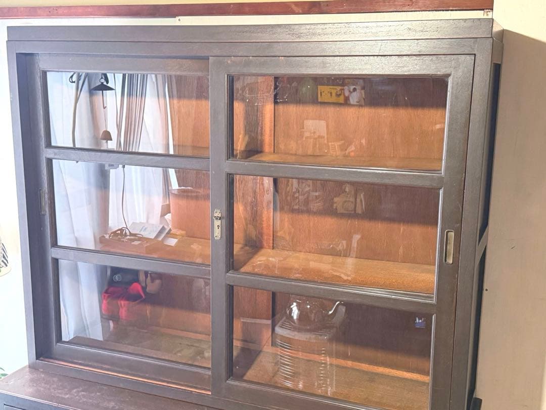 古家具 ガラス引戸 水屋箪笥