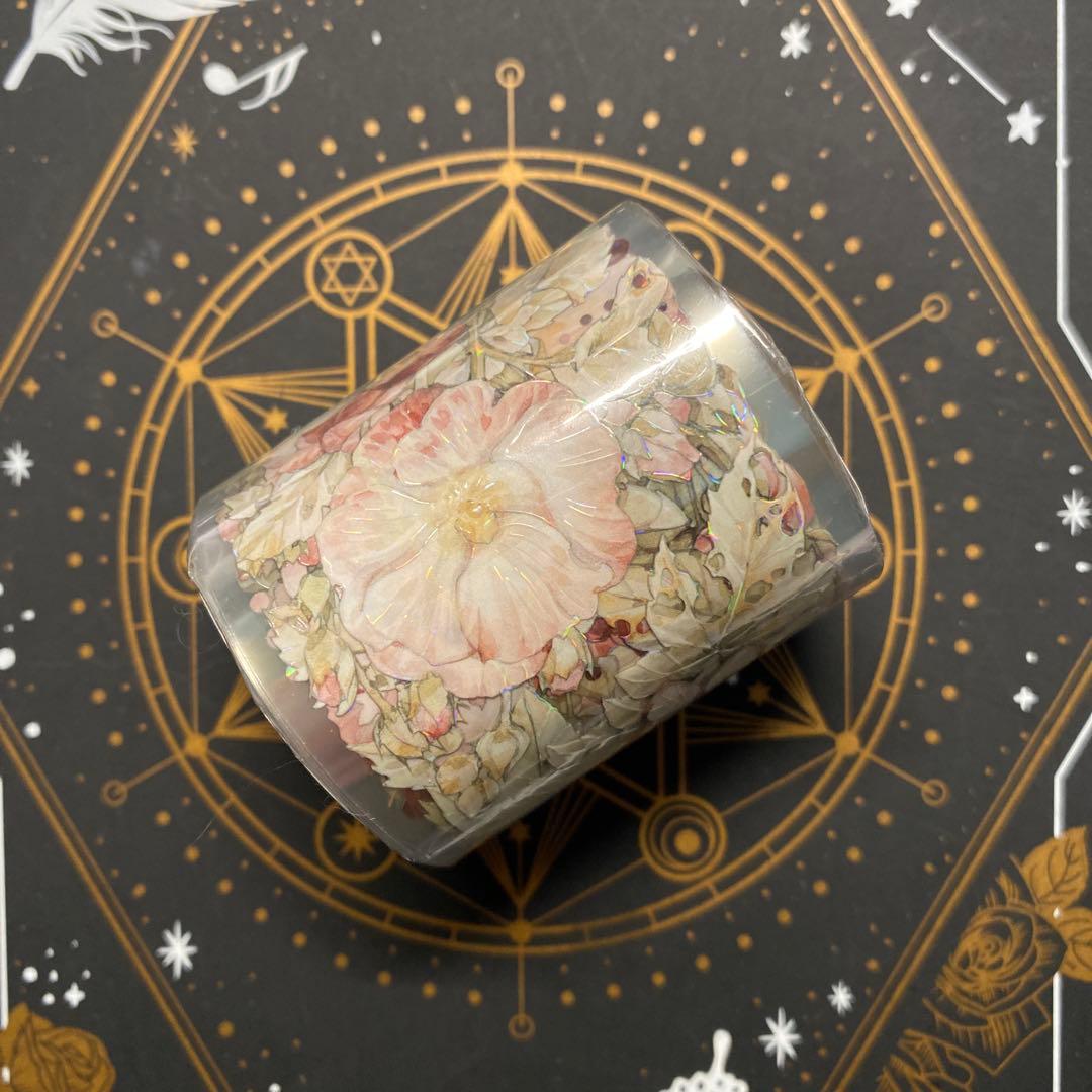 【B】海外　10m巻　貝殻光マスキングテープ　お花系　装飾系