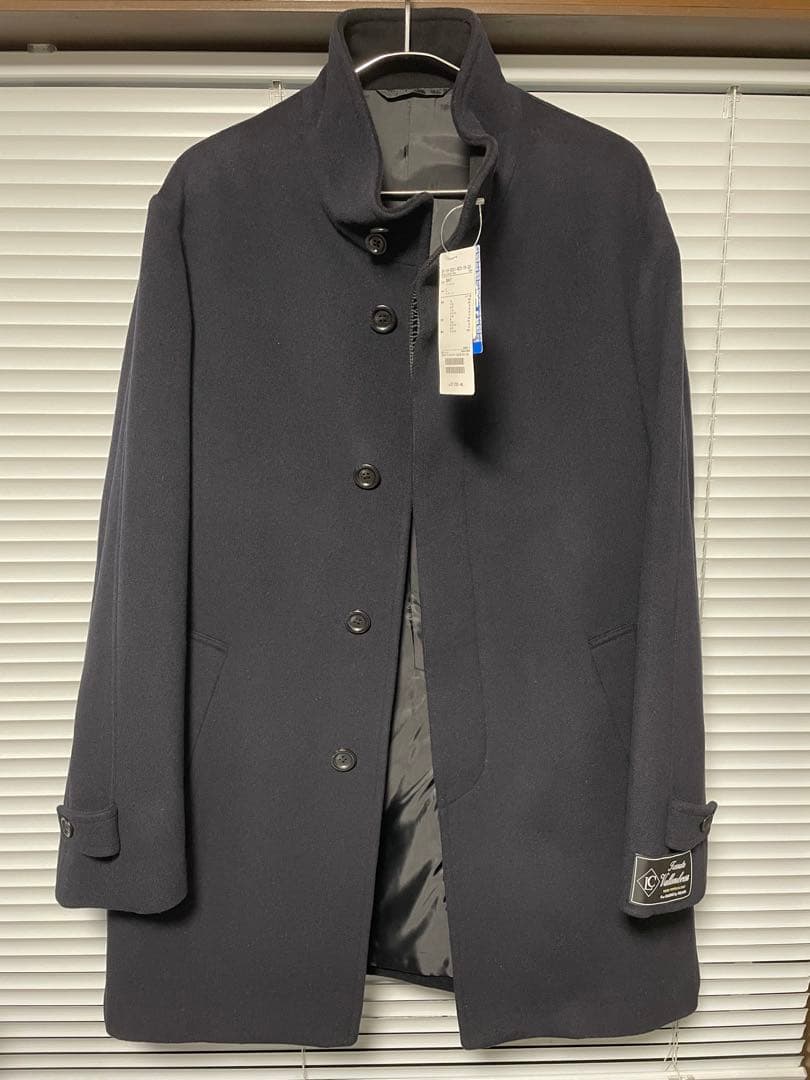 BEAMS ビーミング by ビームス スタンドカラーコート L ネイビー