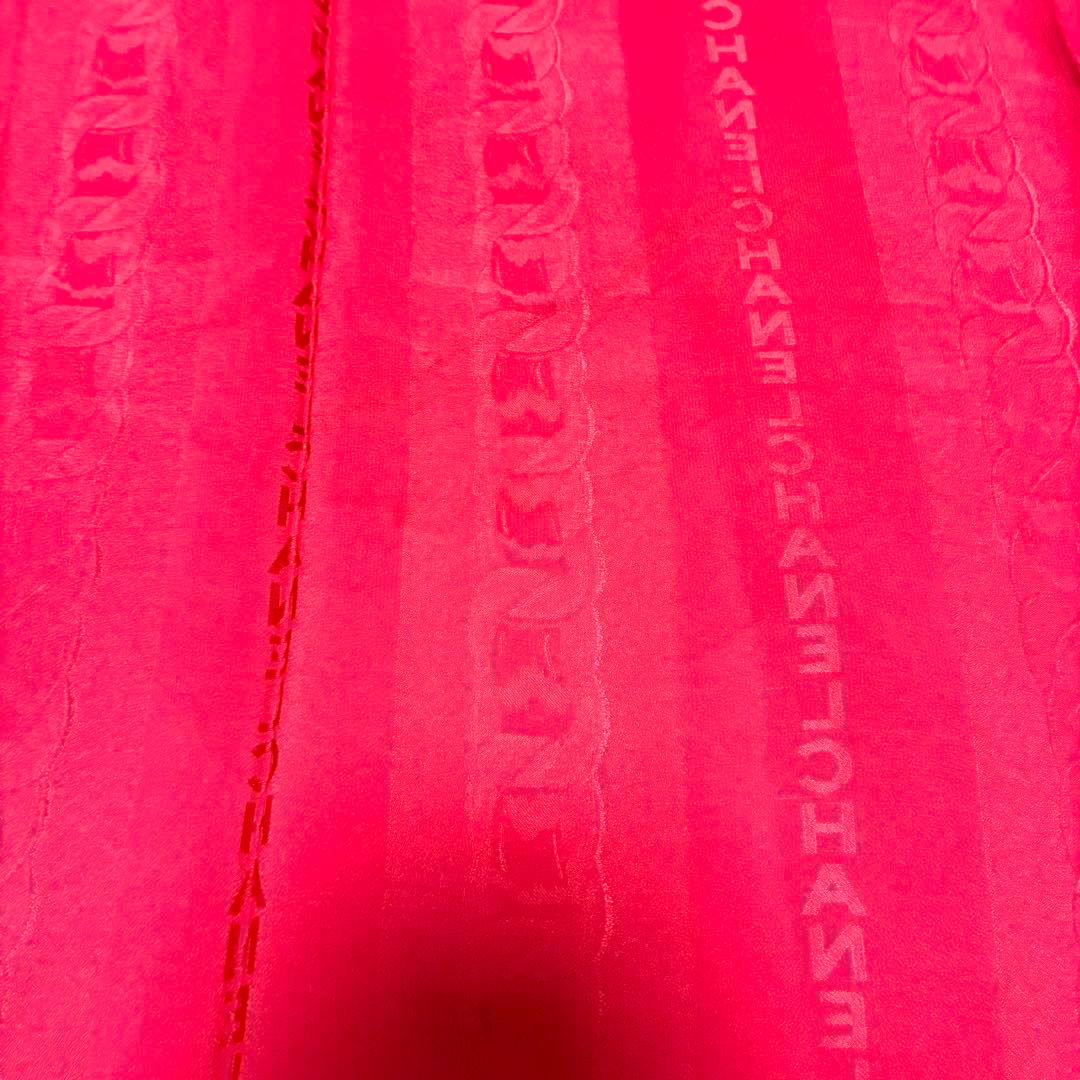 シャネル　シルク　スカーフ　ロゴ　89cm 赤