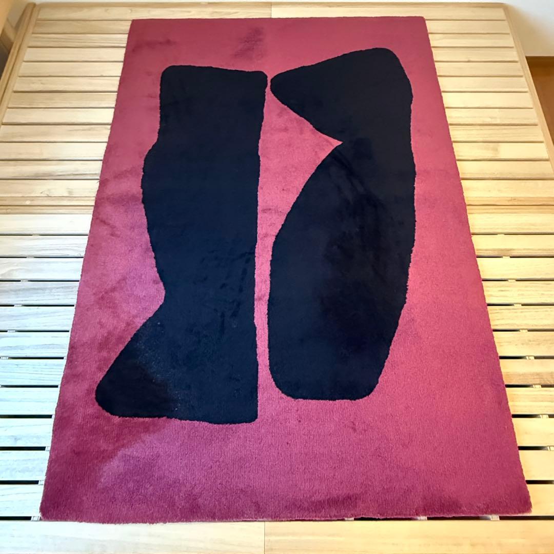 IDÉE イデー ヴィンテージラグ ワインレッド 抽象柄 総柄 178×120