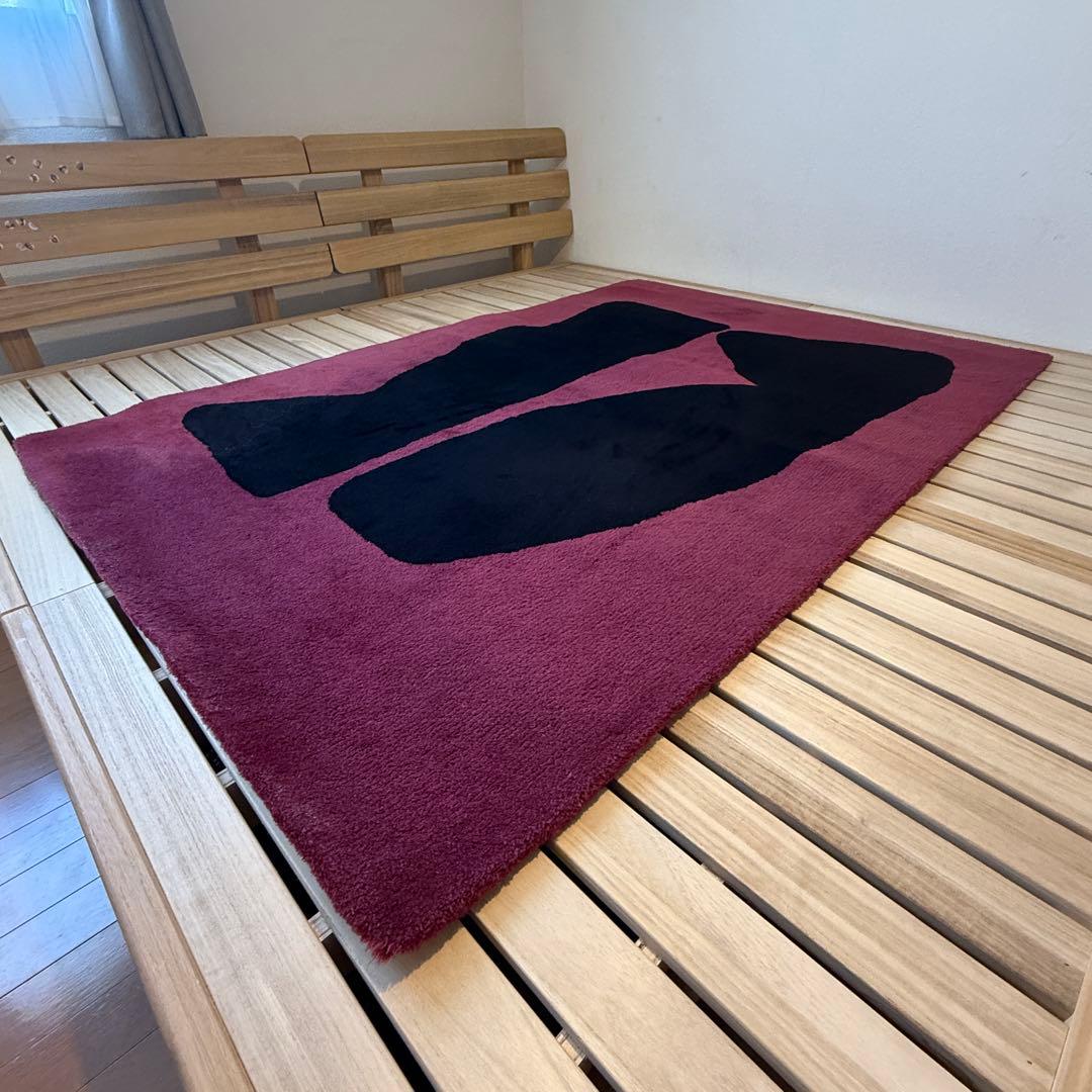 IDÉE イデー ヴィンテージラグ ワインレッド 抽象柄 総柄 178×120