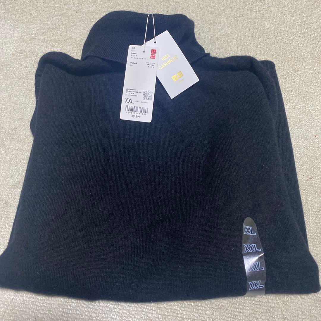 UNIQLOユニクロカシミアタートルネックセーター黒XXL未使用