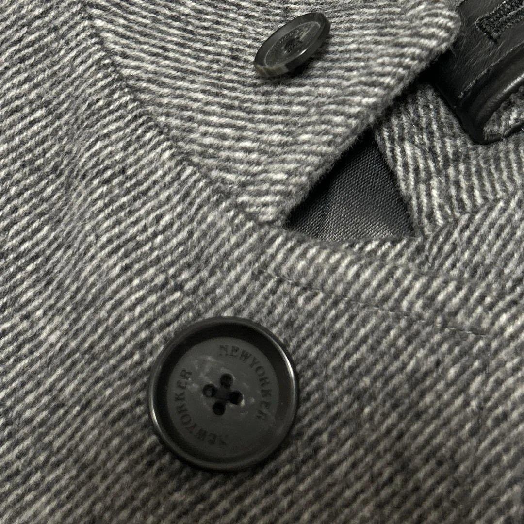 定価8万程　美品　ニューヨーカー　カシミヤ スタンドカラー　ロングコート 牛革