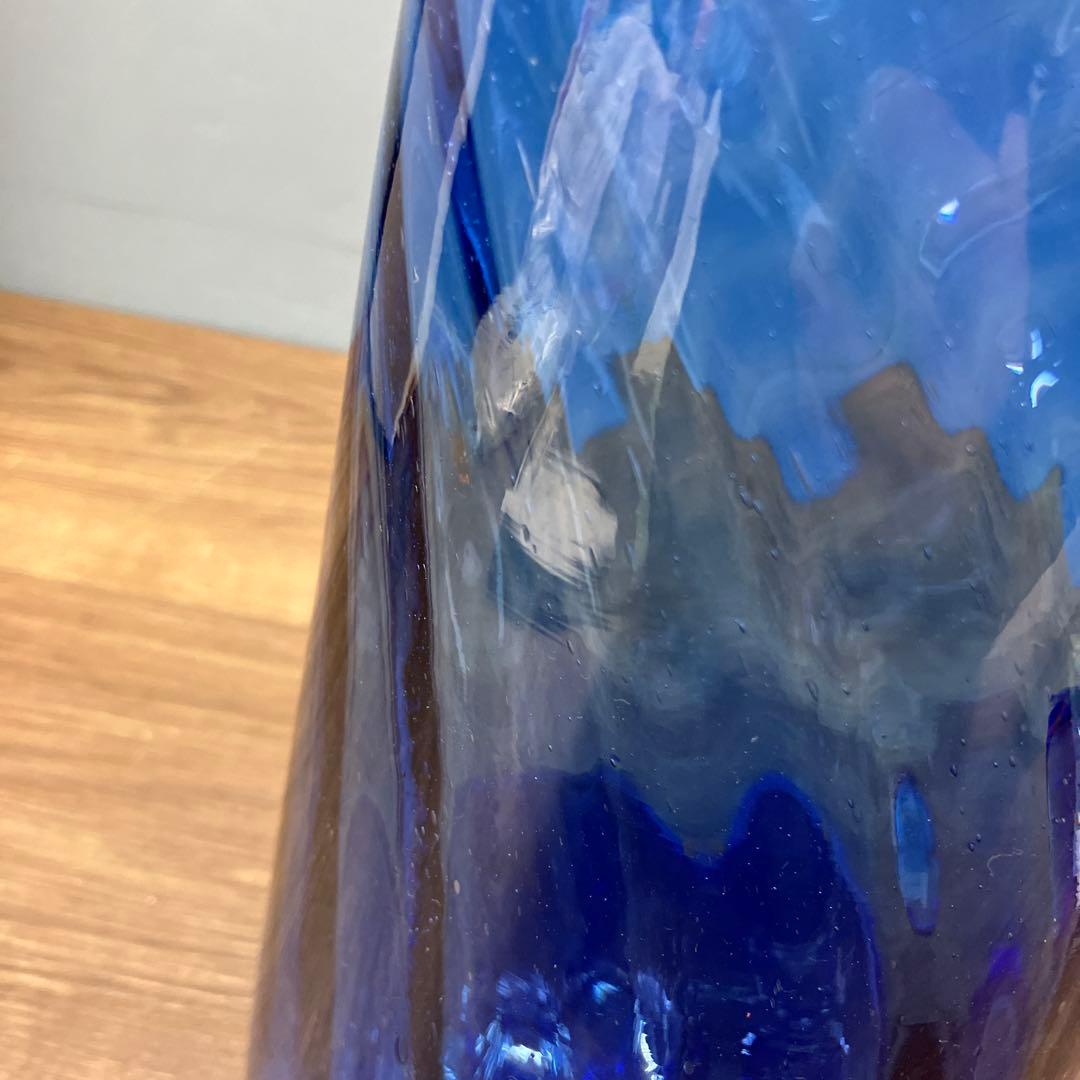 D-壁 琉球ガラス 水差し ピッチャー ブルー 吹きガラス デキャンタ 花瓶