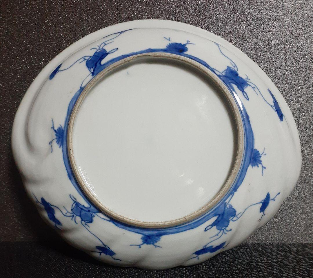 【名品麗美❗️】江戸時代　古伊万里　染錦　金彩色絵　松竹梅に花市松文　鮑形変形皿