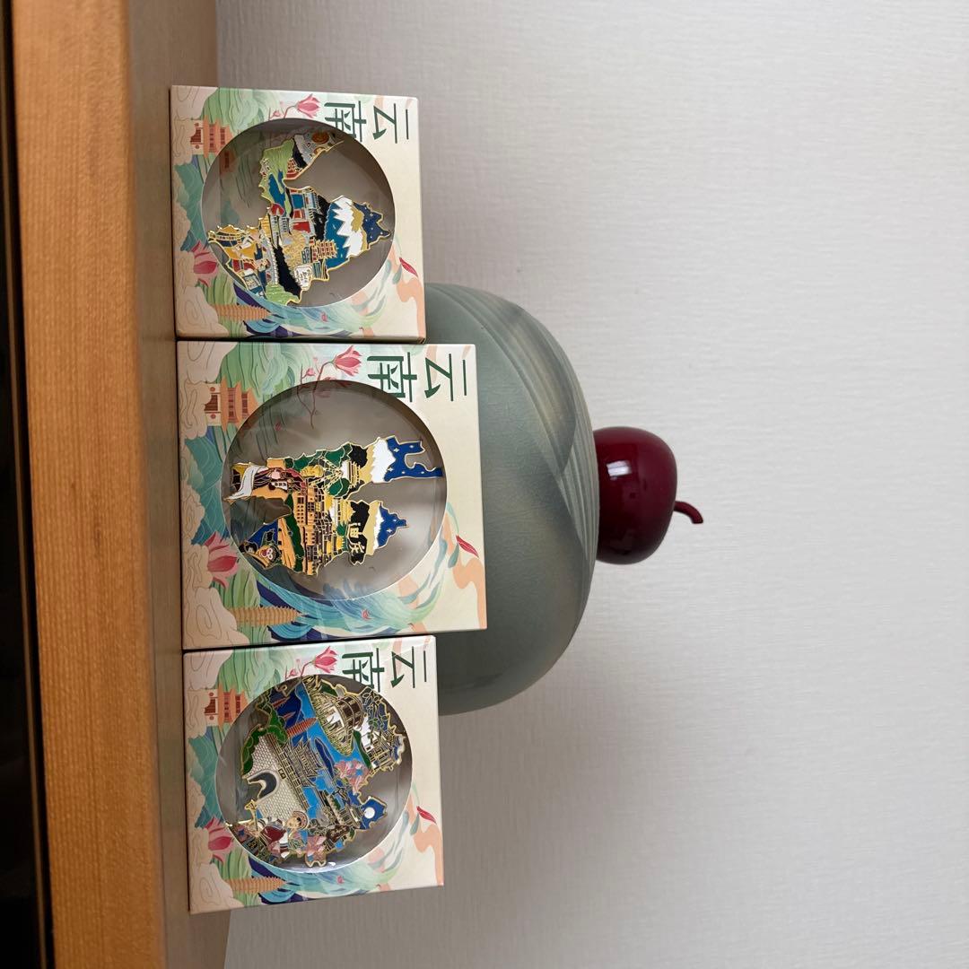 中国雲南省の伝統的な風景 置物 3点セット