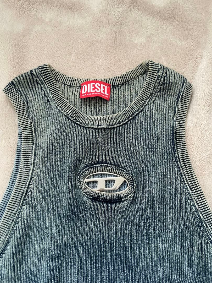 DIESEL グレー タンクトップ リブ編み