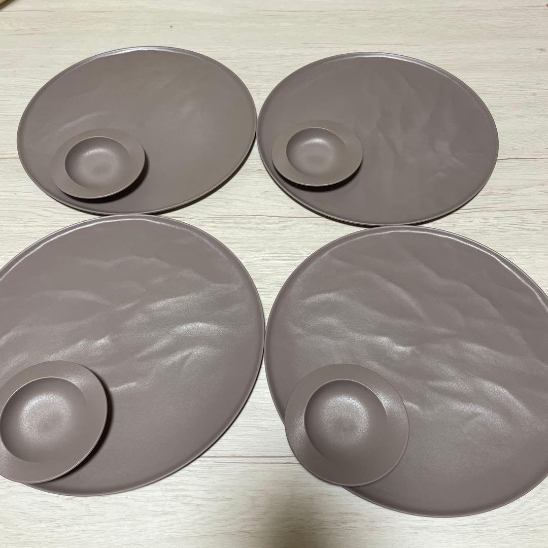 エイラス ARAS 大皿 27cm ピンクグレー 4枚セット 豆皿スクープ4枚付