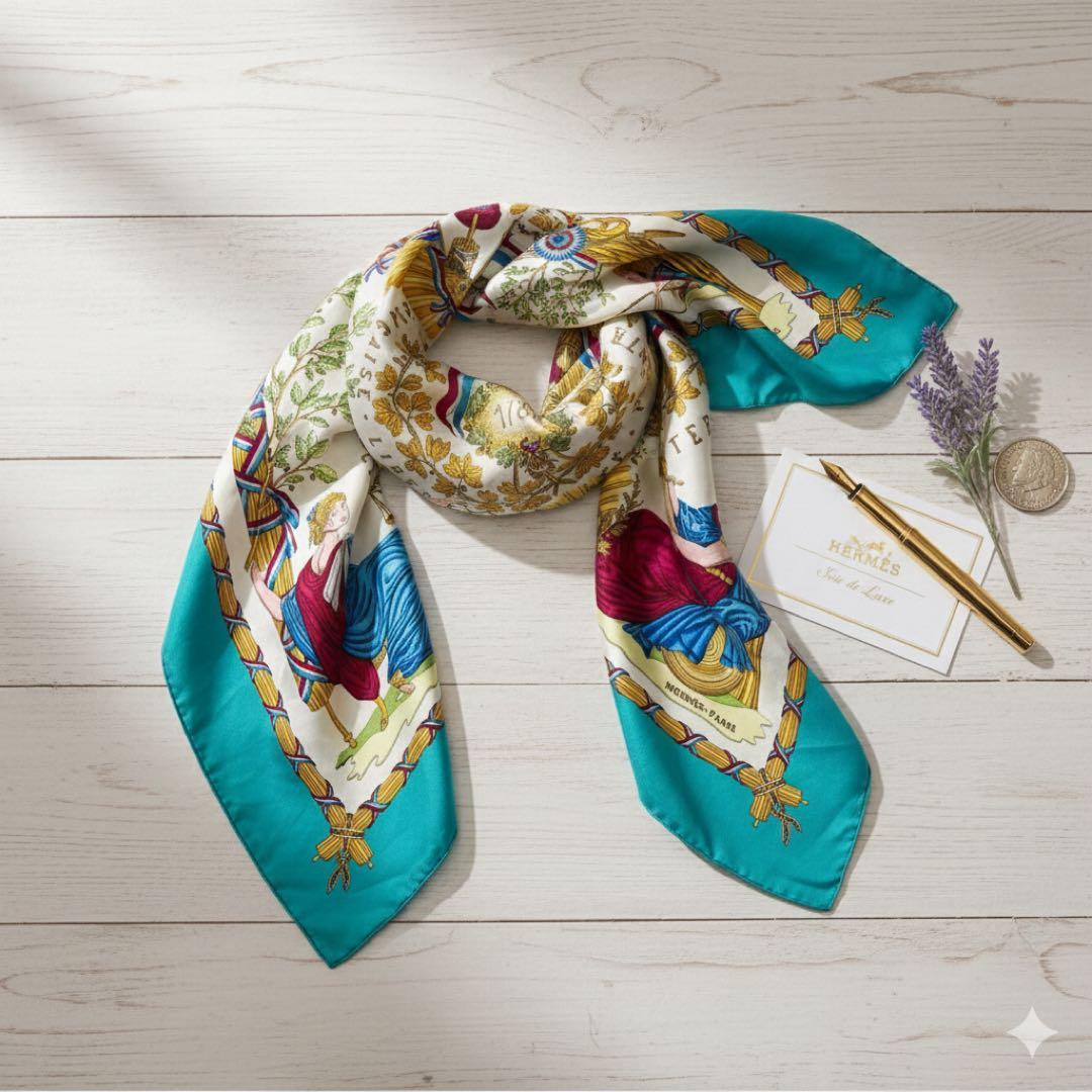 【希少・名作】エルメス カレ90 フランス革命200周年記念 エメラルド