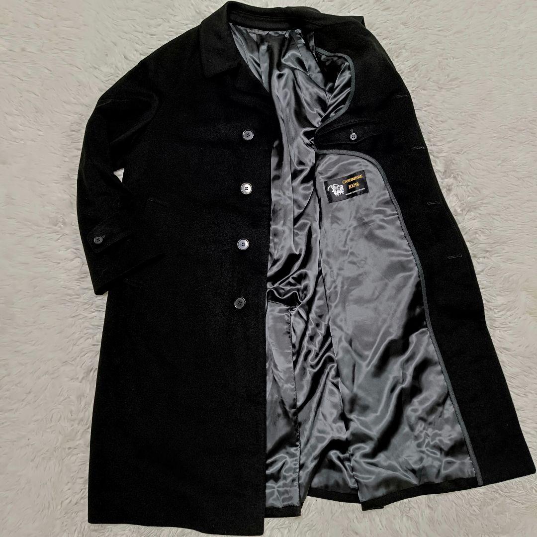 美品　深喜毛織　カシミヤ100 チェスターコース　ブラック　Sサイズ