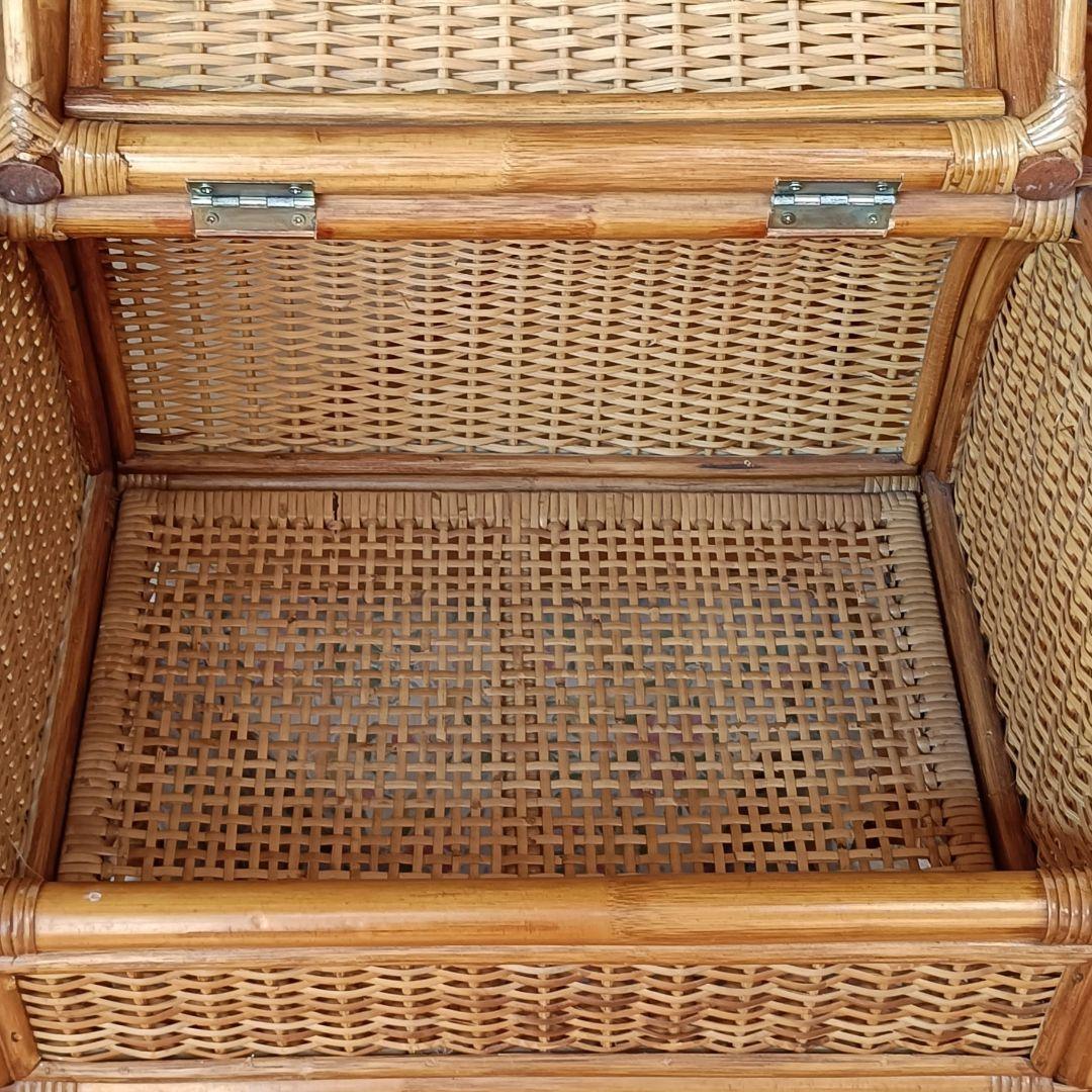希少　飴色ラタン収納 ランドリーラック バスケット キャスター付き
