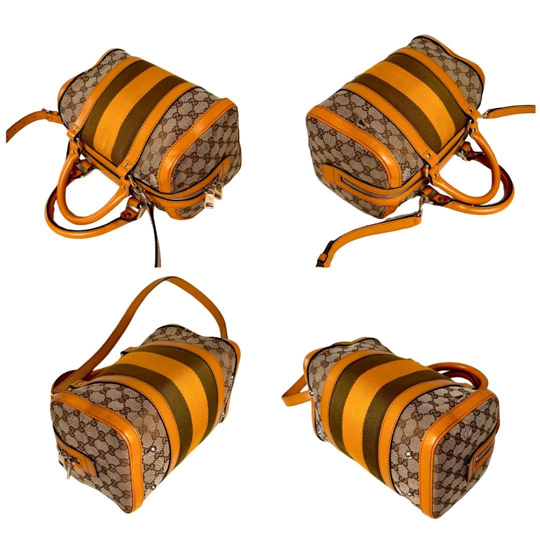 GUCCI グッチ　GGキャンバス　ボストンバッグ　２way　シェリーライン