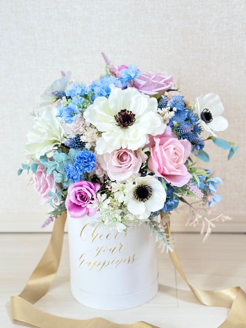 ウェディングブーケ ブルー ライトブルー アネモネ