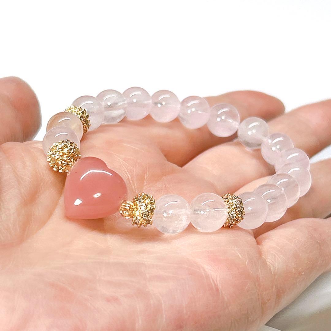 グァバクォーツのハートとピンクモルガナイト