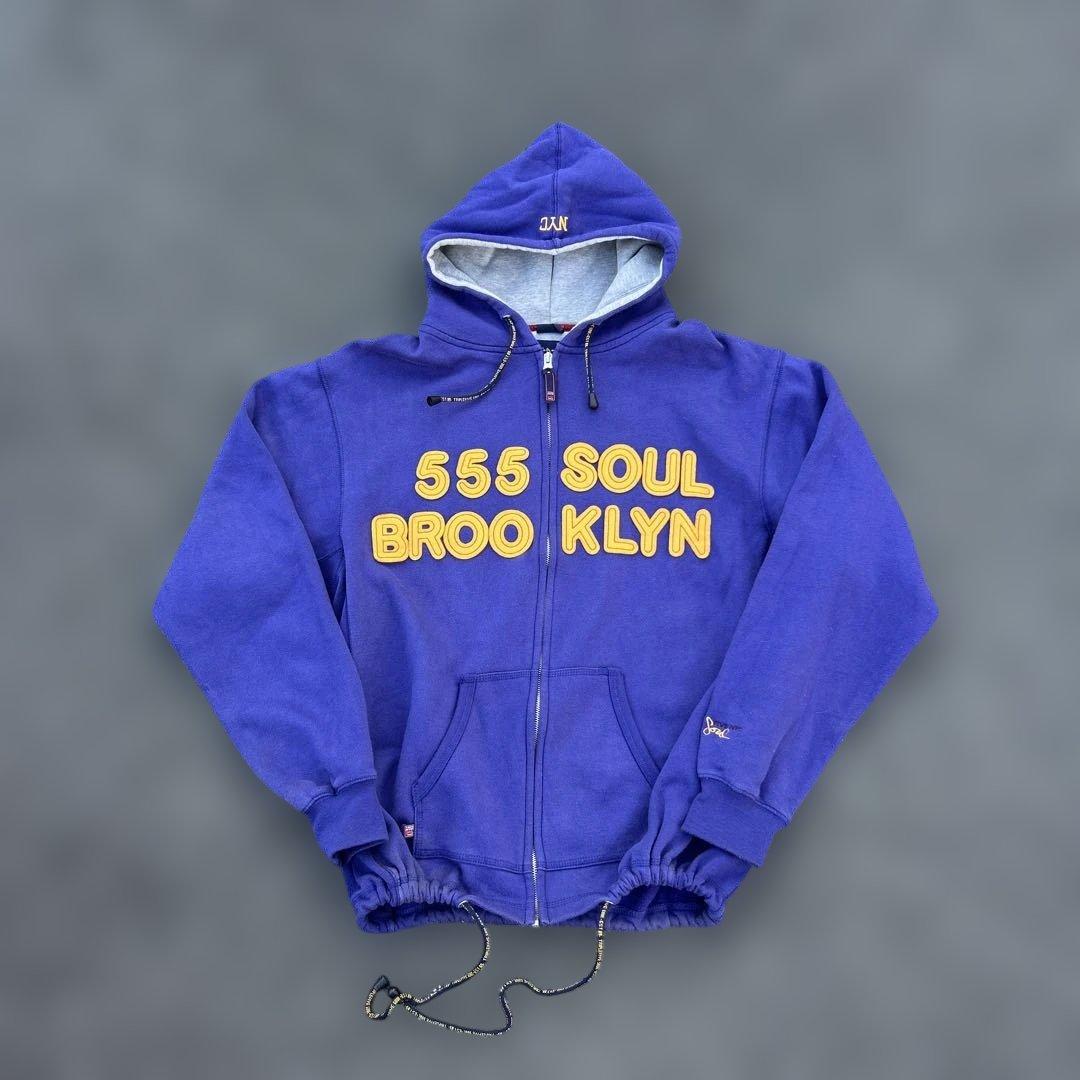 ドローコード付き 00s 555SOUL ジップパーカー フェルト パープル