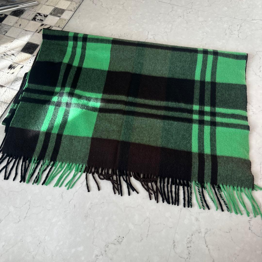 美品 ジョシュアエリス カシミア 大判ストール 70×190 黒 緑